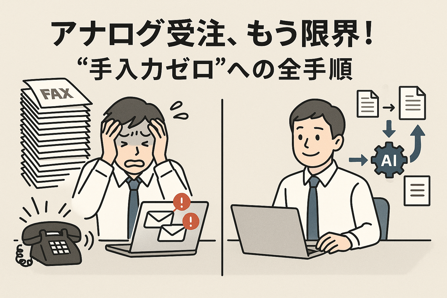 FAX・電話・Emailの「アナログ受注」を自動化する全手順｜“手入力ゼロ”を実現する3つの解決策