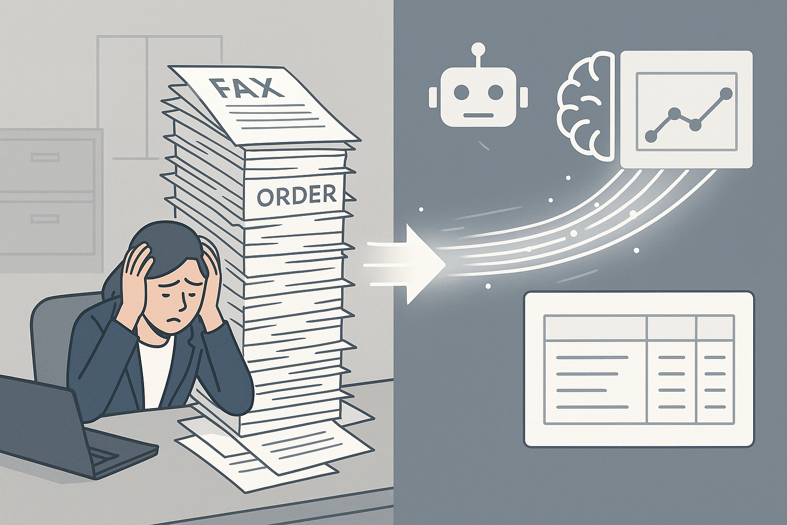 FAX受注の手入力はなぜ「危険」？属人化とミスを招く5つの理由と、バラバラな帳票を自動化する3ステップ