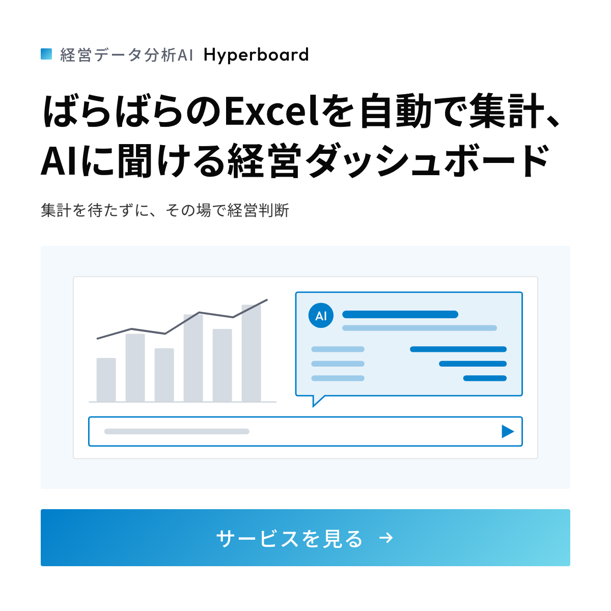 ばらばらのExcelを自動で集計、AIに聞ける経営ダッシュボード｜経営データ分析AI Hyperboard
