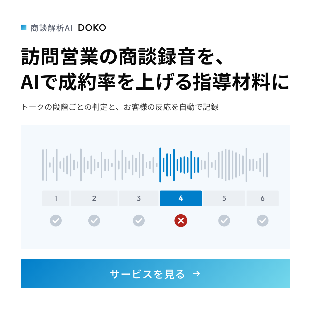 訪問営業の商談録音を、AIで成約率を上げる指導材料に｜商談解析AI DOKO